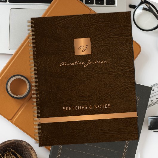 金ゴールドモノグラムのエレガントパーソナライズされた ノートブック