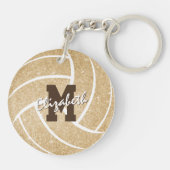 金ゴールドモノグラムのスポーツ女子バレーボールバッグラベル キーホルダー (裏面)