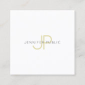 金ゴールドモノグラムのデザイントレンディーシモダンックプレーン スクエア名刺 (正面)