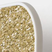 金ゴールドモノグラムのパーソナライズされたグリッター ピックルボールラケット (左詳細)