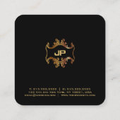 金ゴールドモノグラムのレッドエレガントダマスクプロフェッショナル スクエア名刺 (裏面)