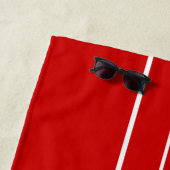 金ゴールドモノグラムのレッドホワイトレーシングストライプズプール ビーチタオル (インサイチュ)