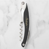 金ゴールドモノグラムのワインコルクスクリュボトルオープナー ソムリエナイフ (正面)