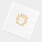 金ゴールドモノグラムの家紋フォイルナプキン 箔ナプキン (左)