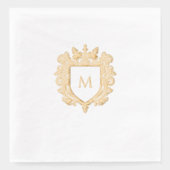 金ゴールドモノグラムの家紋フォイルナプキン 箔ナプキン (正面)
