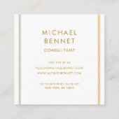 金ゴールドモノグラムの白大理石コンサルタント スクエア名刺 (裏面)