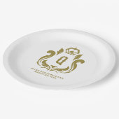 金ゴールドモノグラムの紋 ペーパープレート (アングル)