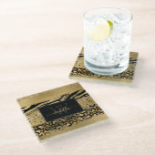 金ゴールドモノグラムの黒 ガラスコースター (アングル)