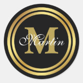 金ゴールドモノグラムの黒 ラウンドシール (正面)