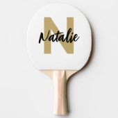金ゴールドモノグラムイニシャルと名前パーソナライズされた 卓球ラケット (裏面)