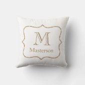 金ゴールドモノグラムイニシャル名ホワイト金ゴールドトレンディー クッション (裏面)
