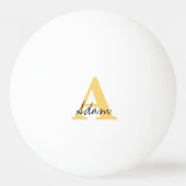 金ゴールドモノグラムイニシャル名前をカスタムするギフトの好意カッコいい 卓球ボール (正面)