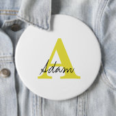 金ゴールドモノグラムイニシャル名前をカスタムするギフトファーザーデー 缶バッジ (インサイチュ)