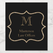 金ゴールドモノグラムイニシャル名黒金ゴールドプロフェッショナル ワインラベル (シングルラベル)