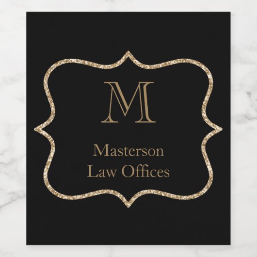 金ゴールドモノグラムイニシャル名黒金ゴールドプロフェッショナル ワインラベル (シングルラベル)