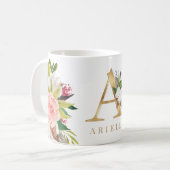 金ゴールドモノグラムウォーターフローラ植物学 コーヒーマグカップ (正面左)