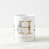 金ゴールドモノグラムウォーターフローラ植物学 コーヒーマグカップ (中央)