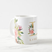 金ゴールドモノグラムウォーターフローラ植物学 コーヒーマグカップ (正面左)