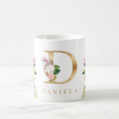 金ゴールドモノグラムウォーターフローラ植物学 コーヒーマグカップ (中央)