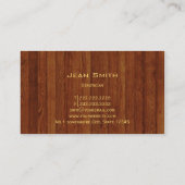 金ゴールドモノグラムウッドビューティシアンビジネスカード 名刺 (裏面)