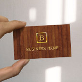 金ゴールドモノグラムウッドビューティシアンビジネスカード 名刺