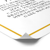 金ゴールドモノグラムエレガントなウェディングシーティングチャート ポスター (角)