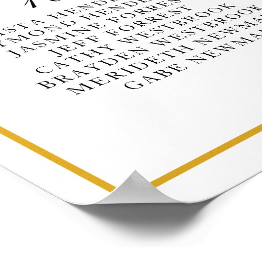 金ゴールドモノグラムエレガントなウェディングシーティングチャート ポスター (角)