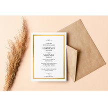 金ゴールドモノグラムエレガントウェディング招待状