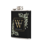金ゴールドモノグラムエレガントグモダンリーブラック フラスク (左)