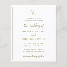 金ゴールドモノグラムエレガント予算結婚式招待状