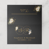 金ゴールドモノグラムオンブラックネームイニシャル結婚ズ プレイスカード (外部開封)