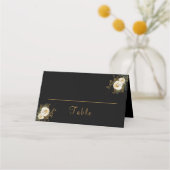 金ゴールドモノグラムオンブラックネームイニシャル結婚ズ プレイスカード (裏面)