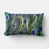 金ゴールドモノグラムカラフル孔雀の羽 ランバークッション (正面)