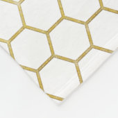 金ゴールドモノグラムクラシックヴィンテージモザイク六角タイル フリースブランケット (角)