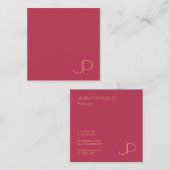 金ゴールドモノグラムクリエイティブデザインモダンテンプレート スクエア名刺 (正面/裏面)