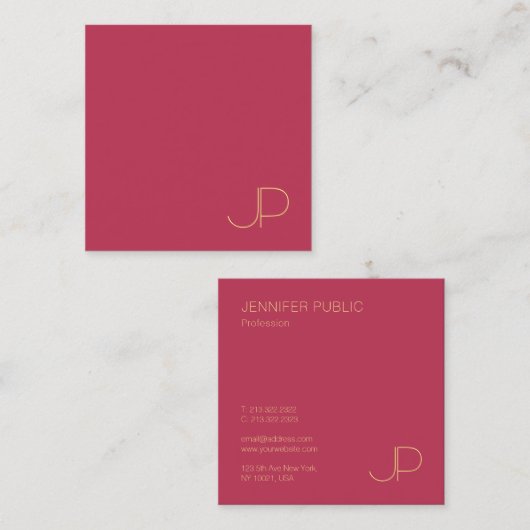 金ゴールドモノグラムクリエイティブデザインモダンテンプレート スクエア名刺 (正面/裏面)