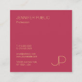 金ゴールドモノグラムクリエイティブデザインモダンテンプレート スクエア名刺 (裏面)