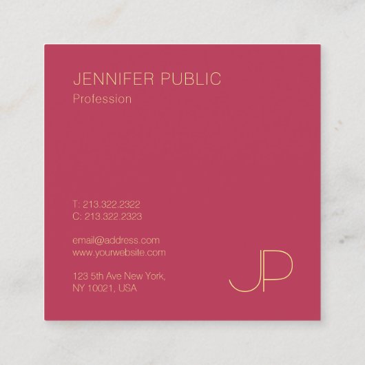 金ゴールドモノグラムクリエイティブデザインモダンテンプレート スクエア名刺 (裏面)