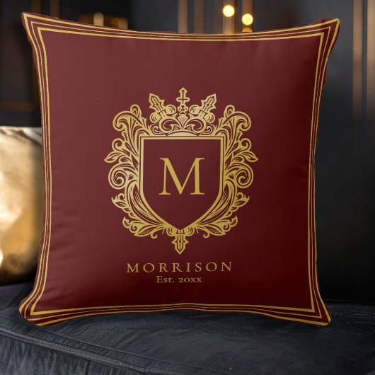 金ゴールドモノグラムクレスト装飾用クッション クッション