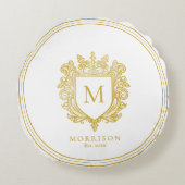 金ゴールドモノグラムクレスト ラウンドクッション (正面)