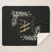 金ゴールドモノグラムグリーナリーウォーター色ブラック シェルパブランケット (正面(横))