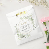 金ゴールドモノグラムグリーナリーカップルウェディングシャワー フェイバーバッグ (封をした状態)