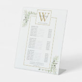 金ゴールドモノグラムグリーナリーサービスのメニュー価格表 台座サイン (正面)