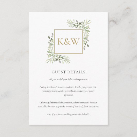 金ゴールドモノグラムグ結婚レネリーズゲスト詳細 エンクロージャーカード (正面)