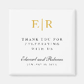 金ゴールドモノグラムサンキューエレガントな結婚式の好意 マグネット (正面)