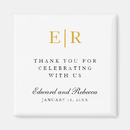 金ゴールドモノグラムサンキューエレガントな結婚式の好意 マグネット