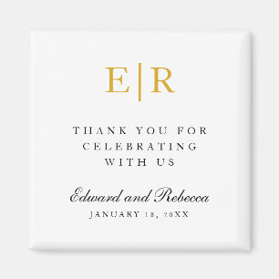金ゴールドモノグラムサンキューエレガントな結婚式の好意 マグネット