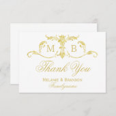 金ゴールドモノグラムサンキューカード結婚金ゴールド集合 サンキューカード (正面/裏面)