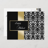 金ゴールドモノグラムサンキューカード ポストカード (正面/裏面)