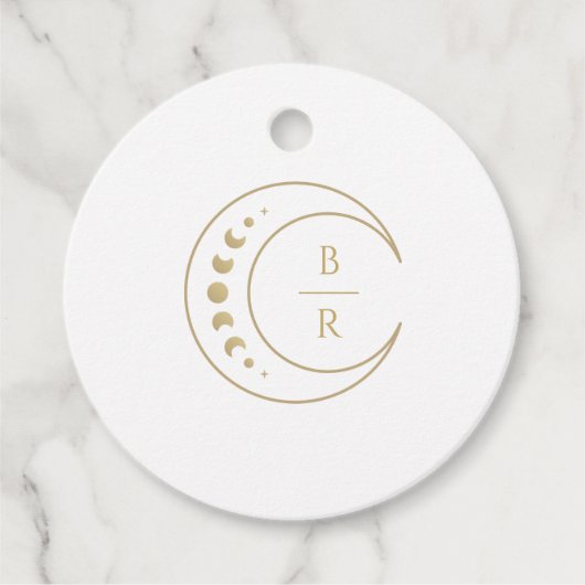 金ゴールドモノグラムシナ結婚式の引き出物ラベル フェイバータグ (正面)
